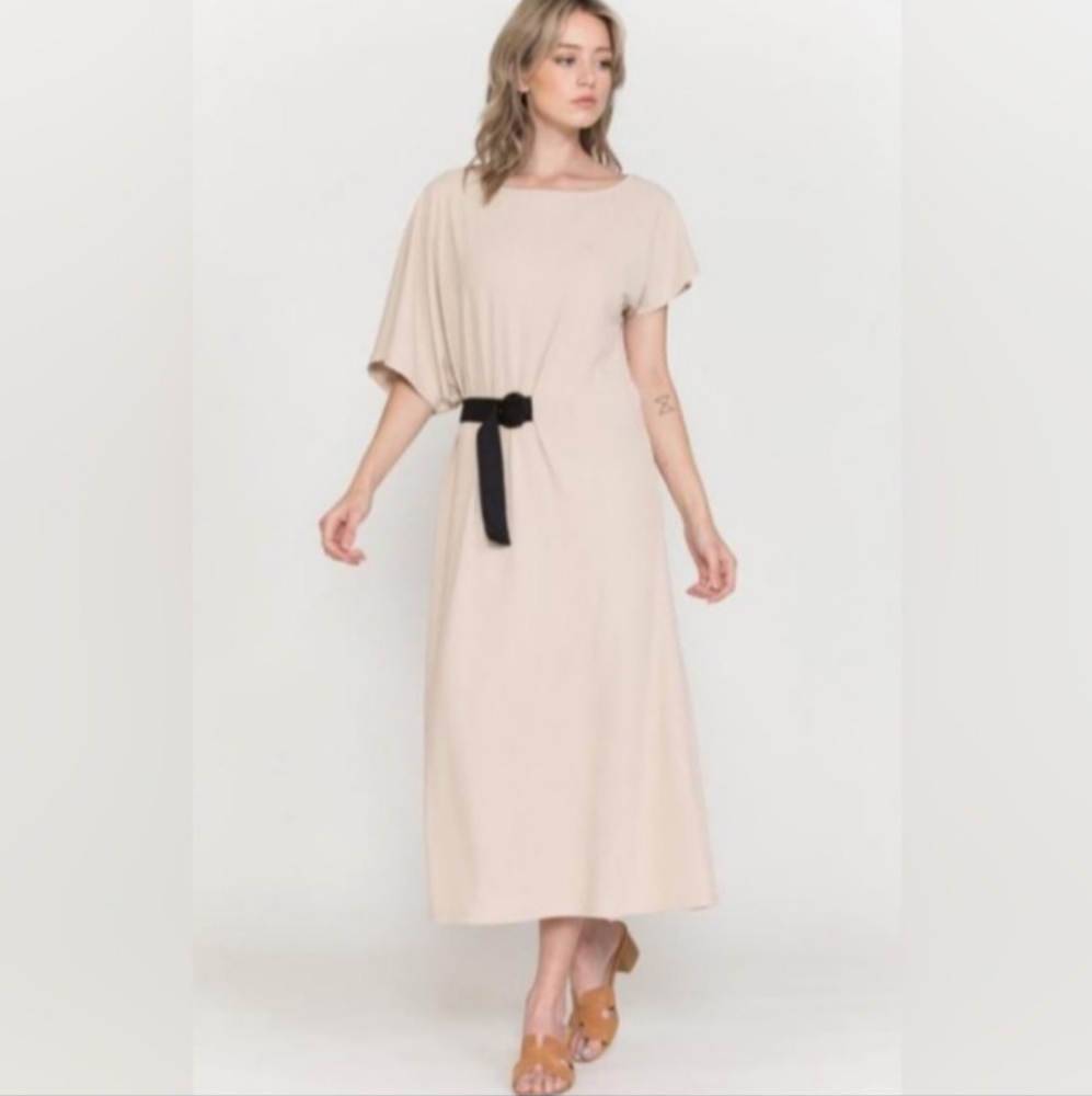 Women's long dress, Sand Color, modern uneven, Size S,M,L. NWT